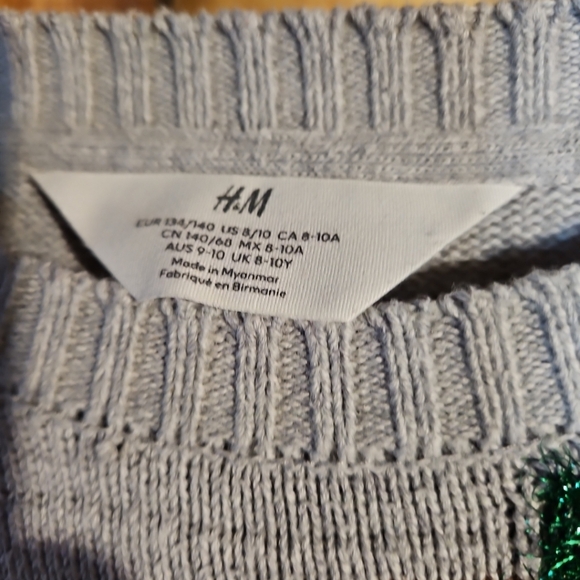 H&M Gray Christmas Sweater Long Sleeve Kids 8-10 Y - Picture 2 of 2